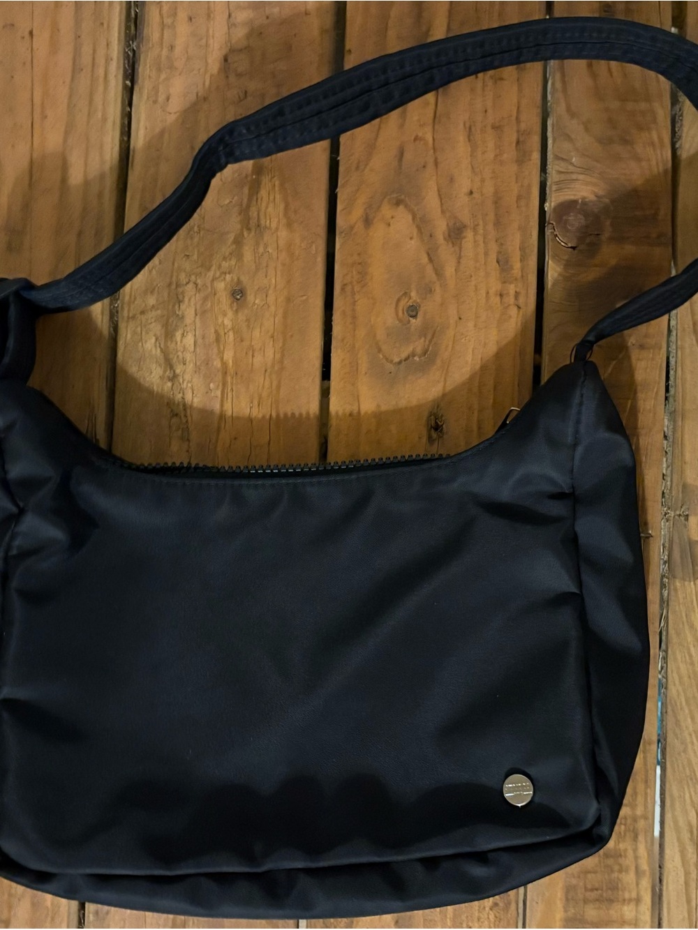 NY Collection Black Shoulder Bag with adjustable strap